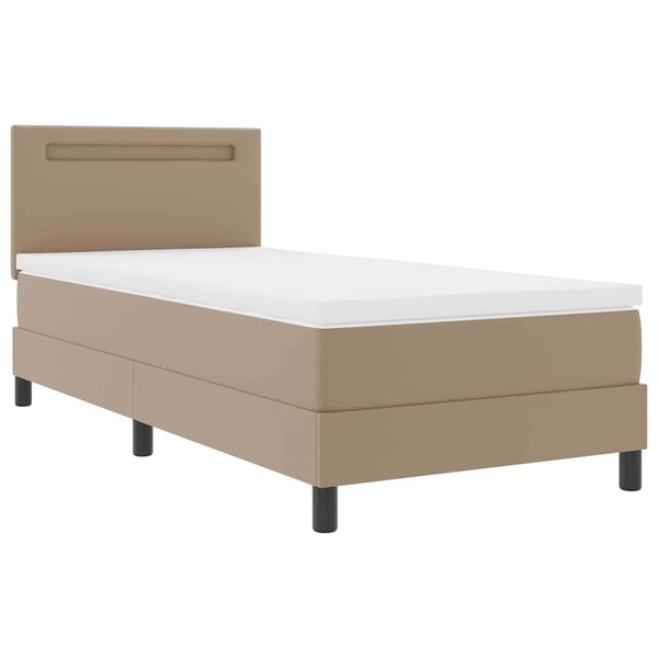 vidaXL Cadre de lit avec matelas Cappuccino 90 x 190 cm Faux cuir