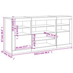 vidaXL Buffet avec lumières LED chêne fumé 142 5x37x67 cm
