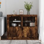 vidaXL Armoires latérales et lumières LED 2 Pièces chêne fumé