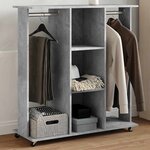 vidaXL Garde-robe avec roues gris béton 102x38x110cm bois d'ingénierie