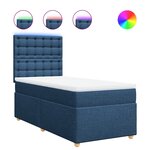 vidaXL Sommier à lattes de lit avec matelas Bleu 90x200 cm Tissu