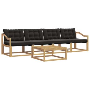 vidaXL Ensemble de canapés d'extérieur 5 Pièces Blanc et noir