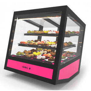 Vitrine réfrigérée cubique à poser série qbo base lumineuse colorée - 620x670 mm - sayl -  -  620x670x670mm