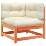 vidaXL Salon de jardin 4 Pièces avec coussins cire marron bois pin massif