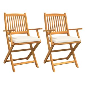 vidaXL Chaise pliante avec coussin 2 Pièces Blanc 49 x 57.5 x 92cm