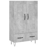 vidaXL Buffet haut gris béton 69 5x31x115 cm bois d'ingénierie