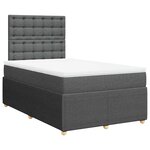 vidaXL Sommier à lattes de lit avec matelas gris foncé 120x190cm tissu