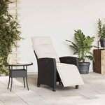 vidaXL Chaise de jardin inclinable avec table d'appoint noir polyrotin