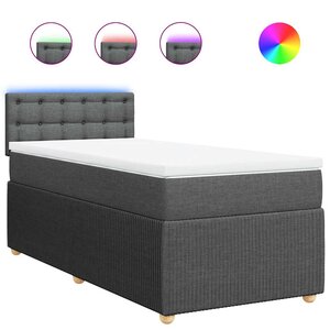 vidaXL Sommier à lattes de lit avec matelas Gris foncé 80x200 cm Tissu