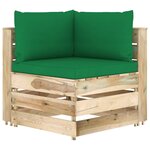 vidaXL Salon de jardin 10 Pièces avec coussins Bois imprégné de vert