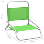 vidaXL Chaises de plage pliables lot de 2 Vert Tissu