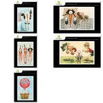Lot de 5 cartes postales - cigogne heureuse - dessins katia schmitt