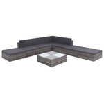vidaXL Salon de jardin 8 Pièces avec coussins résine tressée gris