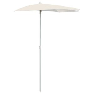 vidaXL Demi-parasol de jardin avec mât 180x90 cm sable