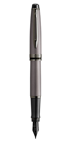 Waterman expert stylo plume  argent métallisé  plume fine  encre bleue  coffret cadeau