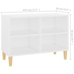 vidaXL Meuble TV avec pieds en bois massif Blanc 69 5x30x50 cm