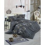 Parure de lit - housse de couette 220 x 240 + 2 taies d'oreiller 60 x 60 65 coton- Anthracite