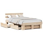 vidaXL Cadre de lit avec tiroir Marron 120 x 190 cm Bois massif en pin