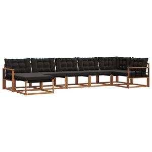 vidaXL Ensemble de canapés d'extérieur 7 pc Naturel et Noir