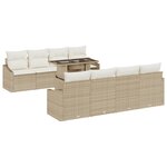 vidaXL Ensemble de canapé de jardin 7 pièces avec coussins beige en poly rotin