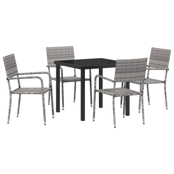 vidaXL Ensemble de salle à manger de jardin 5 pièces gris en poly rotin