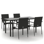 vidaXL Ensemble à manger de jardin coussins 5Pièces Noir Résine tressée