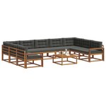 vidaXL Ensemble de canapés d'extérieur 10 Pièces Naturel et Anthracite