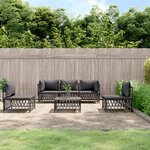 vidaXL Salon de jardin avec coussins 6 Pièces anthracite acier