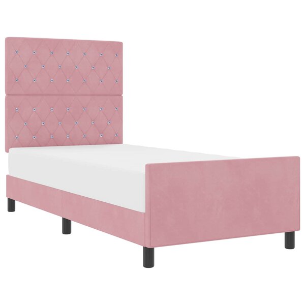 vidaXL Lit à ressorts avec tête de lit Rose 100 x 200 cm Velours