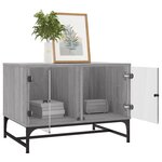 vidaXL Table basse avec portes en verre sonoma gris 68 5x50x50 cm
