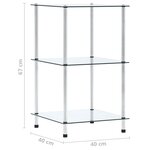 vidaXL Étagère 3 niveaux Transparent 40x40x67 cm Verre trempé