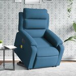 vidaXL Fauteuil inclinable de massage électrique bleu velours