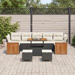 vidaXL Ensemble de canapé de jardin avec coussin 10 Pièces Noir et Crème