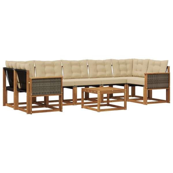 vidaXL Ensemble de canapés d'extérieur 8 pc Naturel et Beige