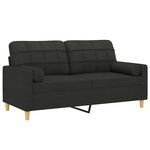 vidaXL Canapé 2 places avec oreillers décoratifs noir 140 cm tissu