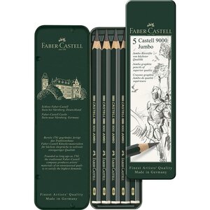 Étui de 5 crayons graphite Castell 9000 Jumbo HB 2B 4B 6B 8B x 10 FABER-CASTELL