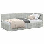 vidaXL Cadre de lit d'angle Gris clair 90 cm x 200 cm tissu