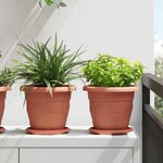 vidaXL Pot à fleurs rond 24 Pièces Rouge brique Ø 26 x 21 5 cm Plastique