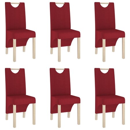 vidaXL Chaises à manger lot de 6 rouge bordeaux tissu