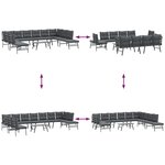vidaXL Bancs de jardin avec coussins lot de 6 acier enduit de poudre