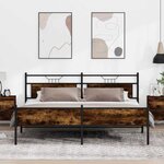 vidaXL Cadre de lit en métal sans matelas chêne fumé 200x200 cm