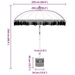 vidaXL Parasol balinais 260 Crème 210-220 cm Coton et bois massif