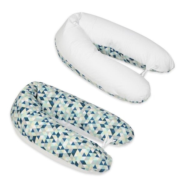Coussin maternité pre/post natal usages multiples triangles bleus   blanc