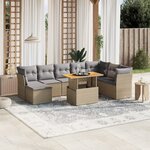 vidaXL Salon de jardin avec coussins 9 Pièces beige résine tressée