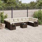 vidaXL Salon de jardin et coussins 11 Pièces marron résine tressée