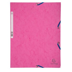 Chemise 3 Rabats À Élastiques Carte Lustrée 400g/m2 - A4 - Rose - X 25 - Exacompta