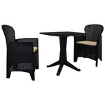 vidaXL Ensemble de bistro 3 Pièces Plastique rotin Anthracite