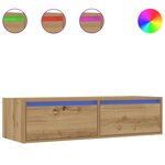 vidaXL Meuble TV avec lumières LED chêne artisanal 100X35 5x25 cm