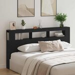 vidaXL Tête de lit LED avec étagère Chêne noir 200 x 18.5 x 103.5 cm