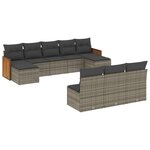 vidaXL Salon de jardin avec coussins 10 Pièces gris résine tressée